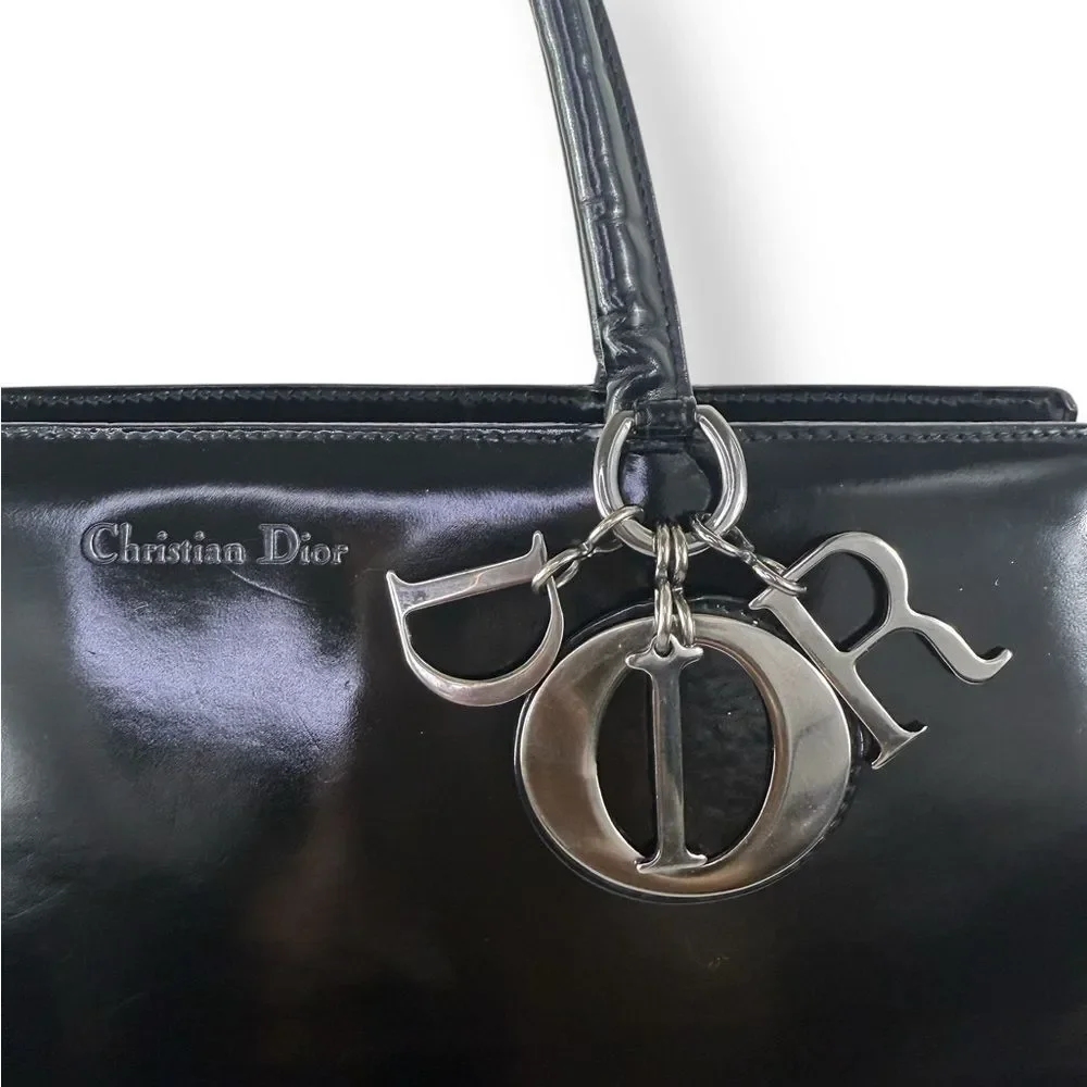 Christian DIOR Black Leather Lady D Tote